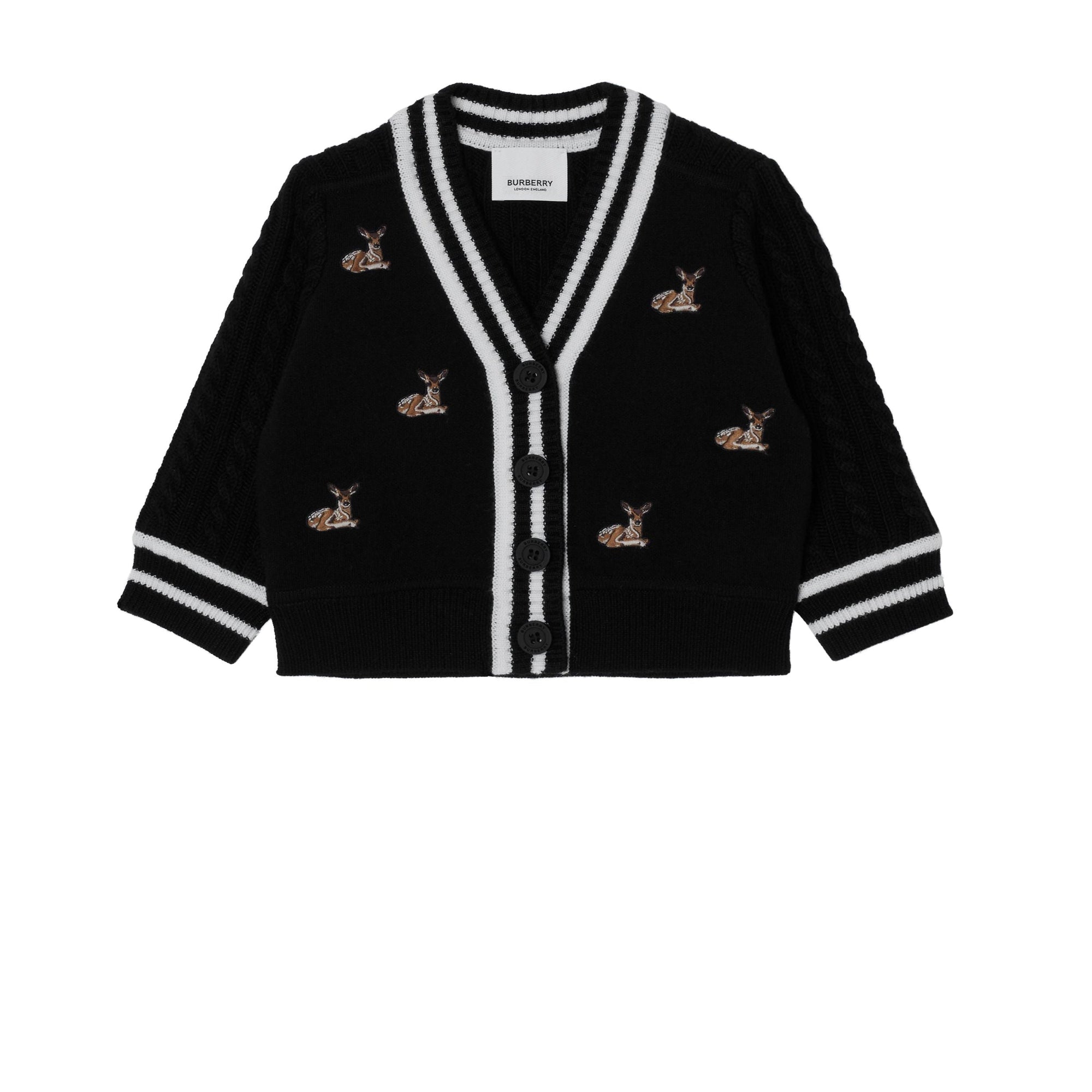Cardigan en laine mélangée à motif daim - Black