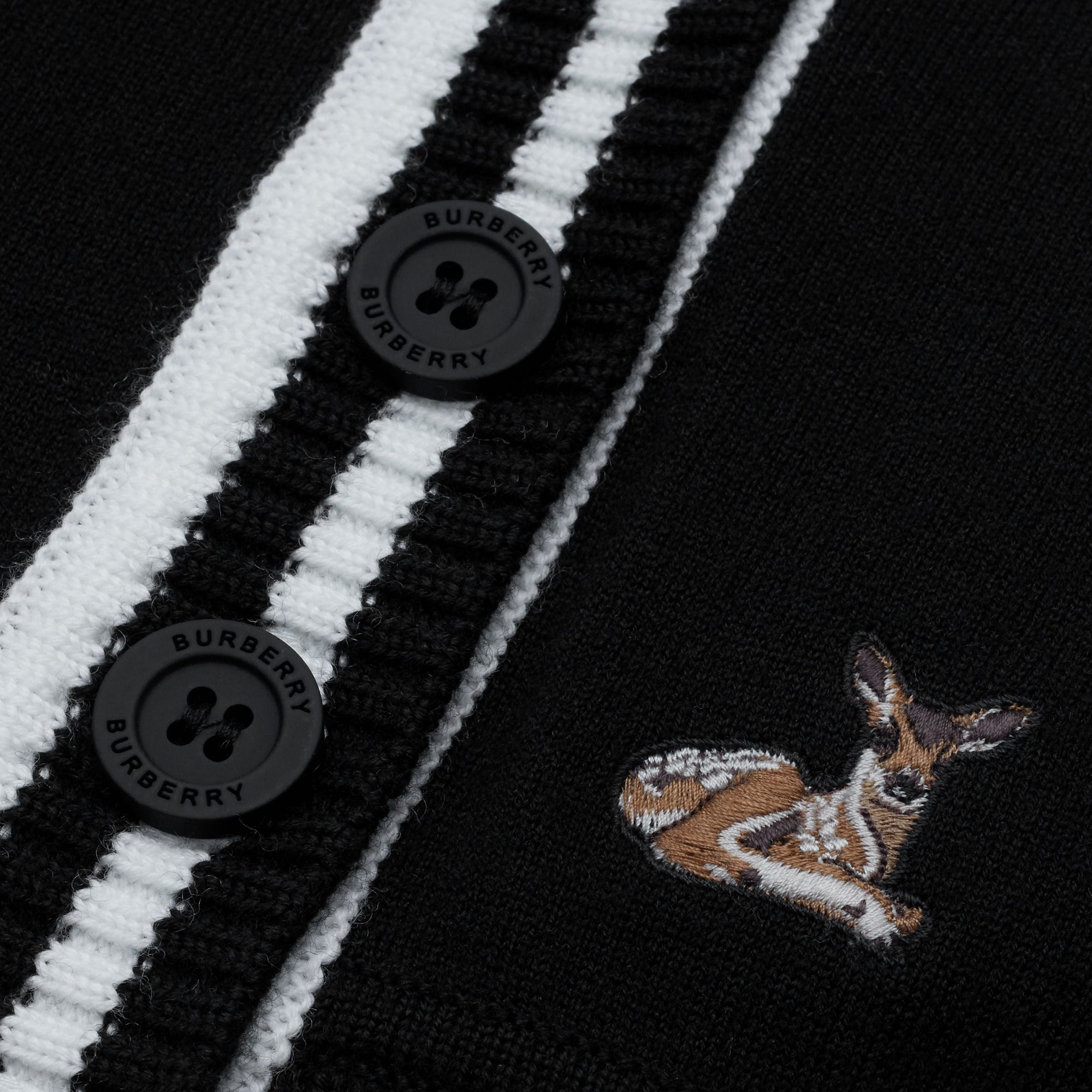 Cardigan en laine mélangée à motif daim - Black