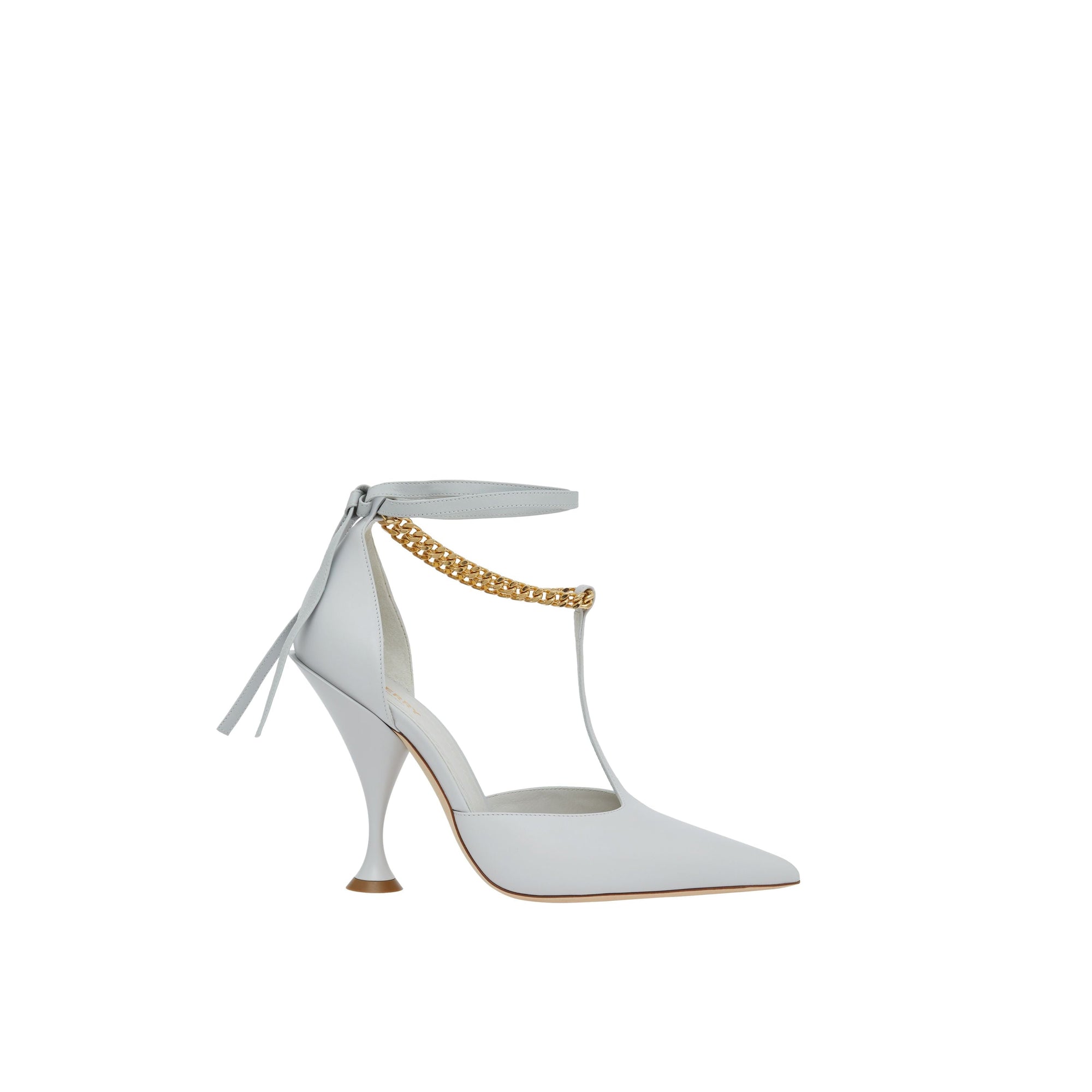 Escarpins en cuir avec chaîne - Pebble Grey