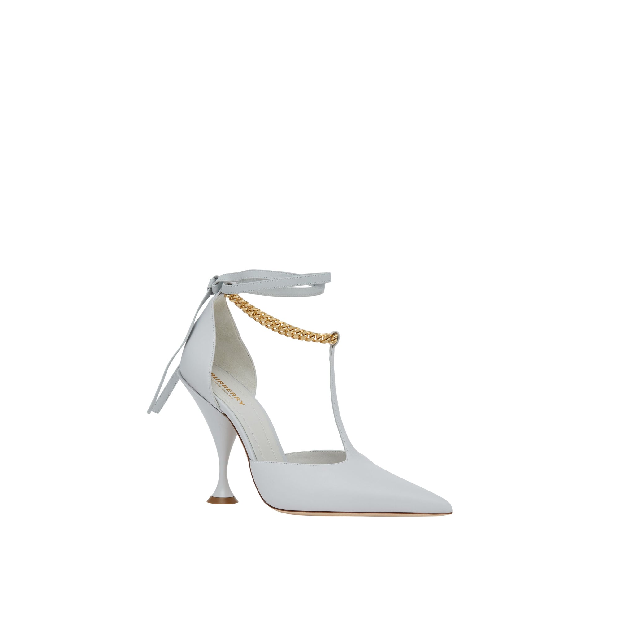 Escarpins en cuir avec chaîne - Pebble Grey