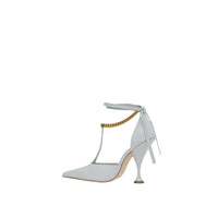 Escarpins en cuir avec chaîne - Pebble Grey