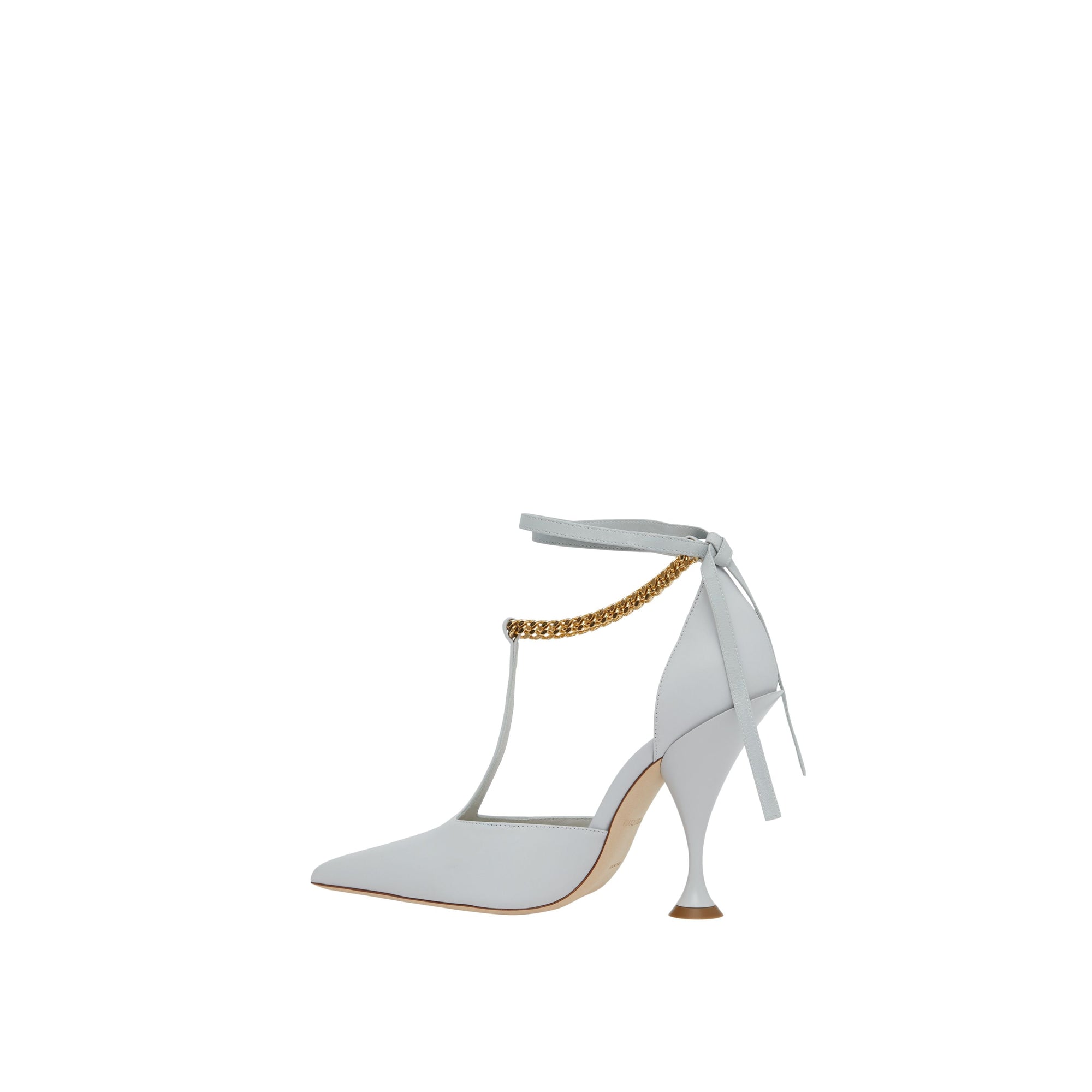 Escarpins en cuir avec chaîne - Pebble Grey