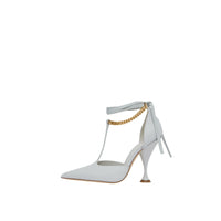 Escarpins en cuir avec chaîne - Pebble Grey