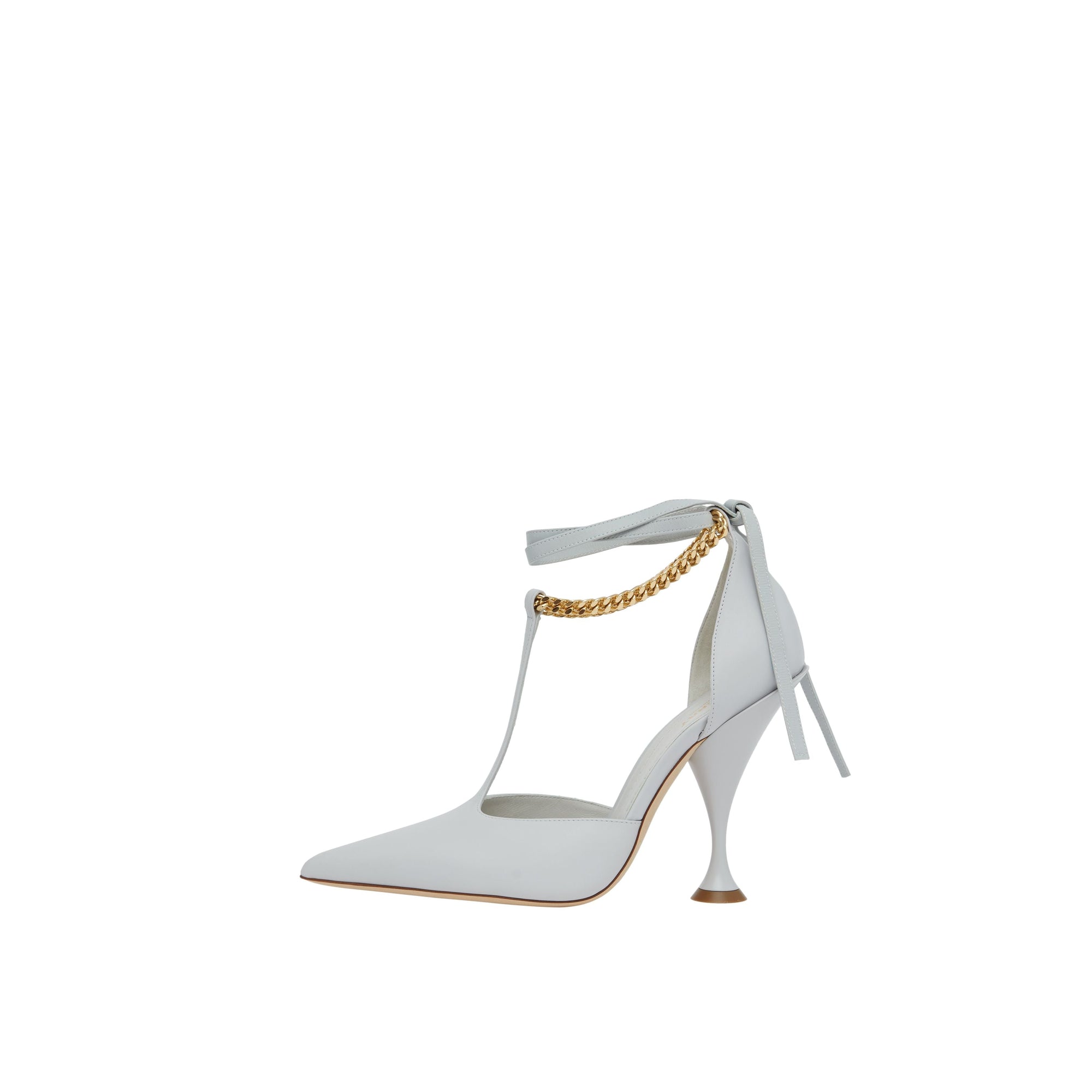 Escarpins en cuir avec chaîne - Pebble Grey