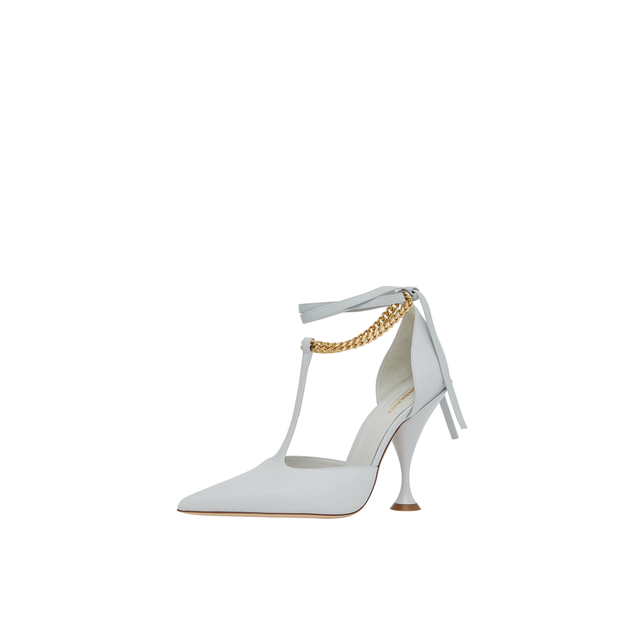 Escarpins en cuir avec chaîne - Pebble Grey