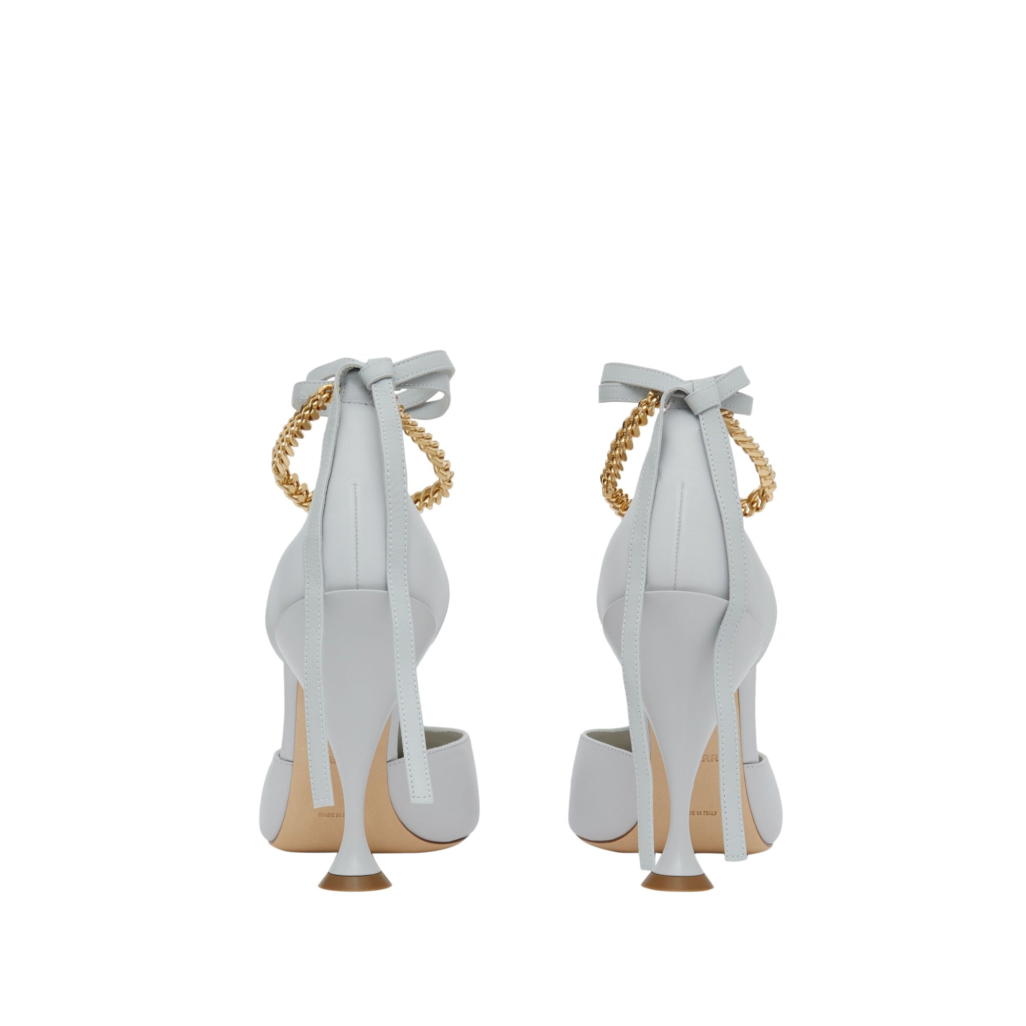 Escarpins en cuir avec chaîne - Pebble Grey