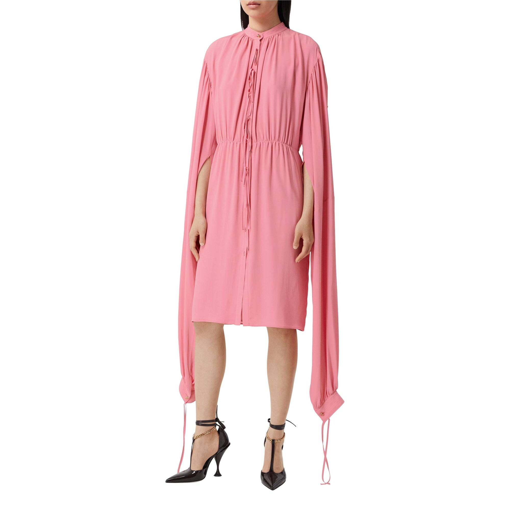 Robe à manches repliables en crêpe de soie de Chine - Bubblegum Pink