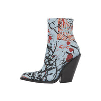Bottines à talon bottier en denim à imprimé graffiti - Multicolour
