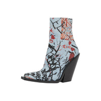 Bottines à talon bottier en denim à imprimé graffiti - Multicolour