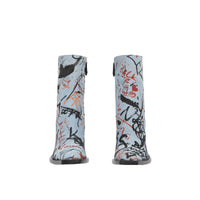 Bottines à talon bottier en denim à imprimé graffiti - Multicolour