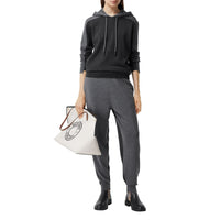 Hoodie en maille de laine mérinos mélangée bicolore - Charcoal Melange