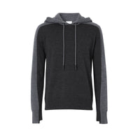 Hoodie en maille de laine mérinos mélangée bicolore - Charcoal Melange