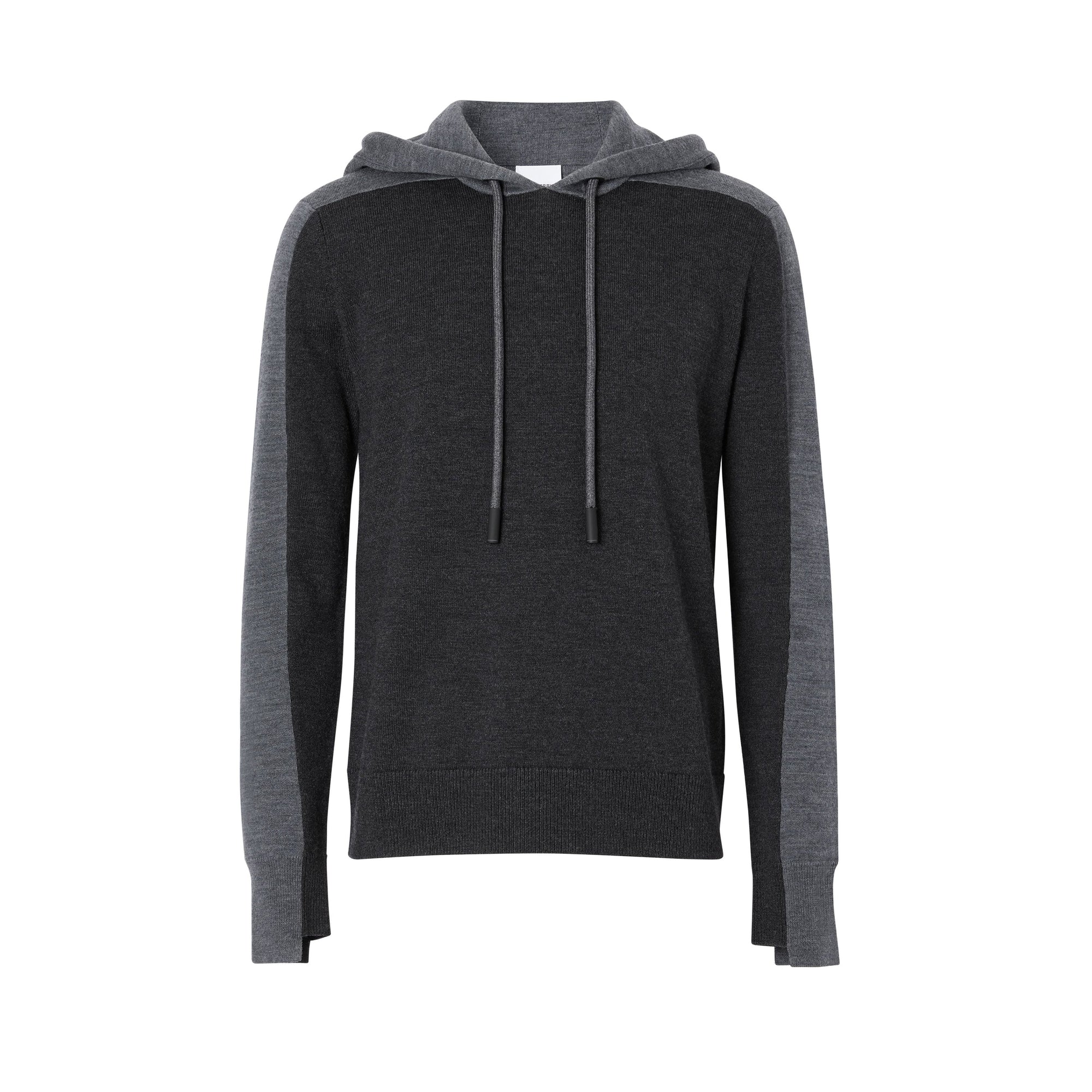 Hoodie en maille de laine mérinos mélangée bicolore - Charcoal Melange