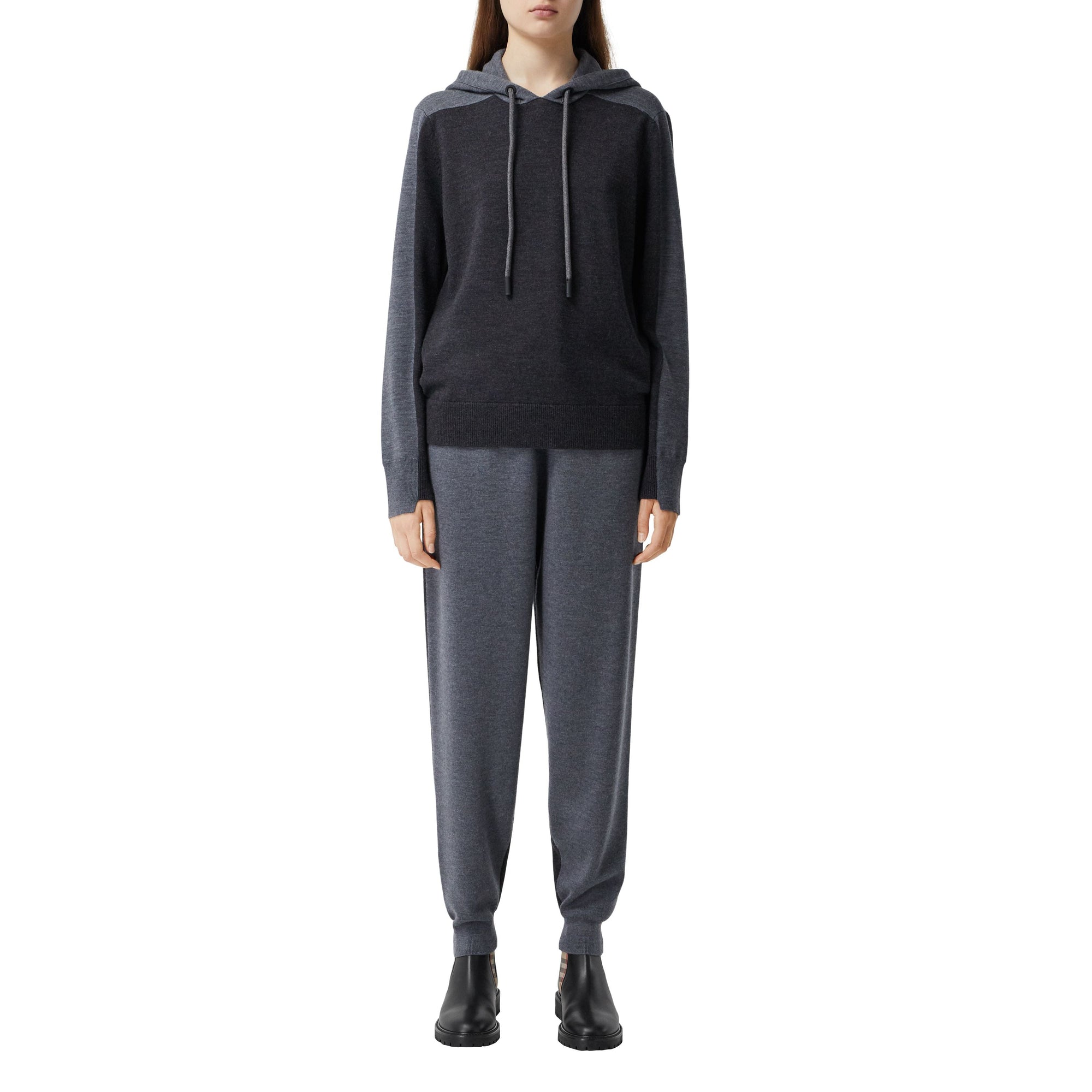 Pantalon de survêtement en laine mérinos bicolore - Charcoal Melange