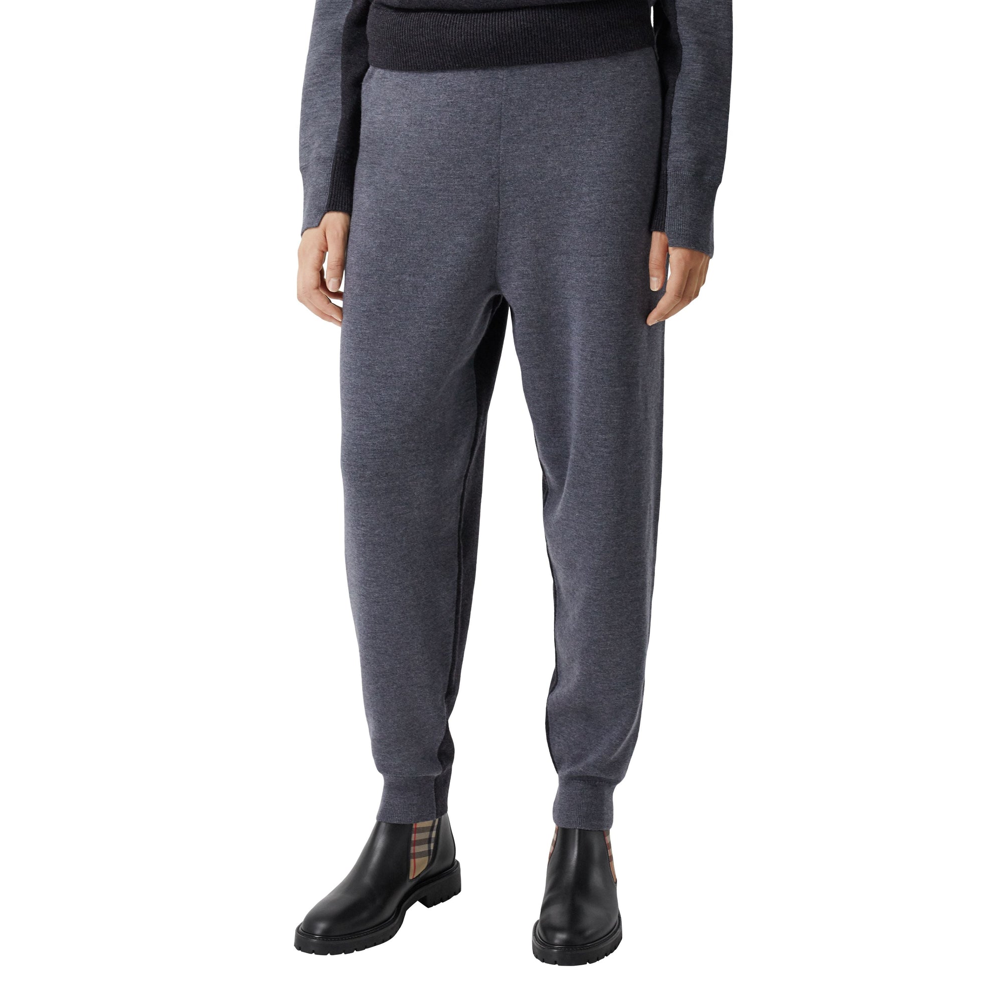 Pantalon de survêtement en laine mérinos bicolore - Charcoal Melange