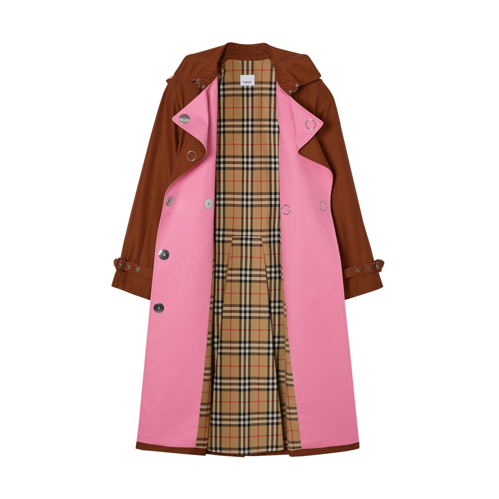 Trench en gabardine de coton color-block - Chestnut Brown