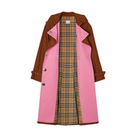 Trench en gabardine de coton color-block - Chestnut Brown