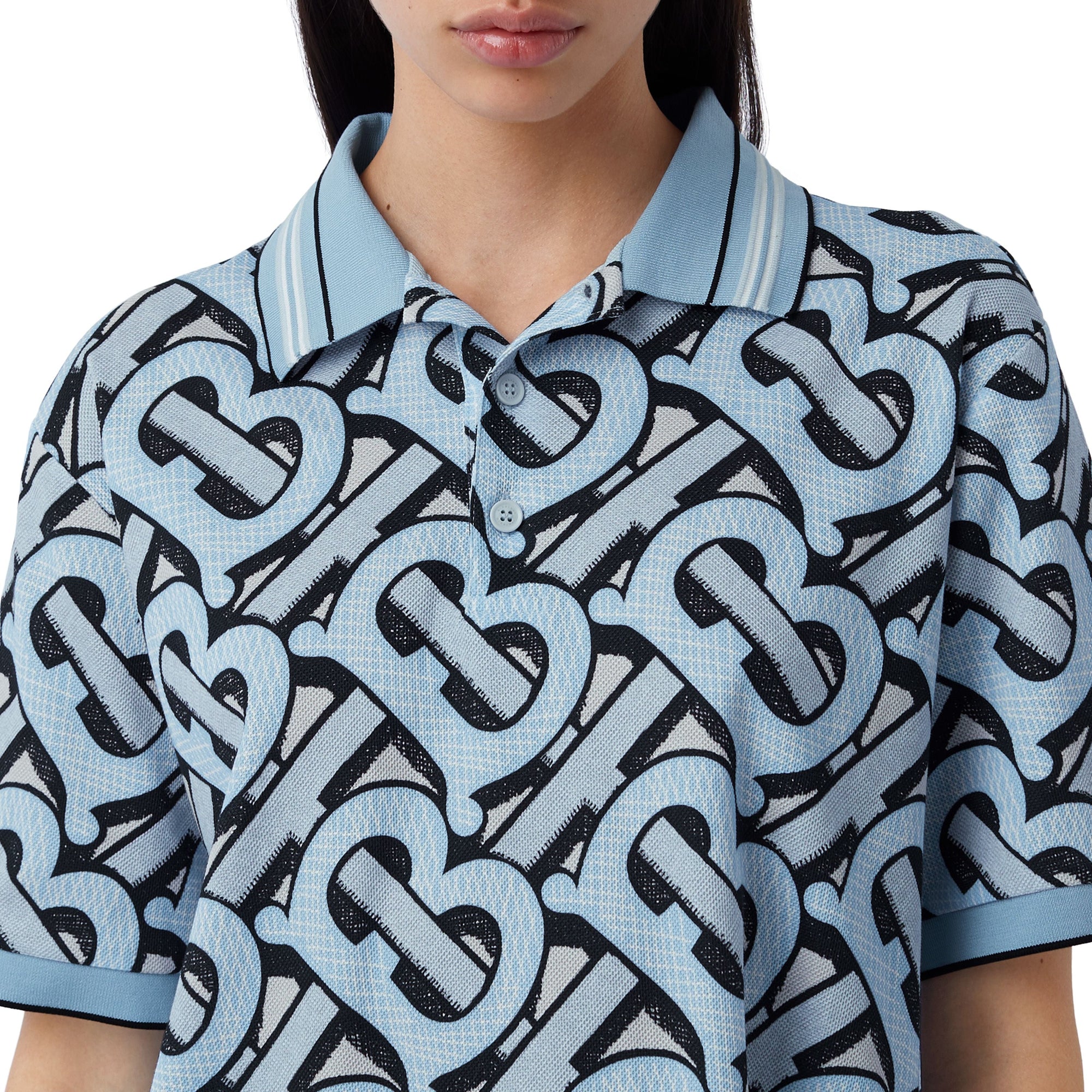 Polo en piqué de coton Monogram unisexe - Pale Azure