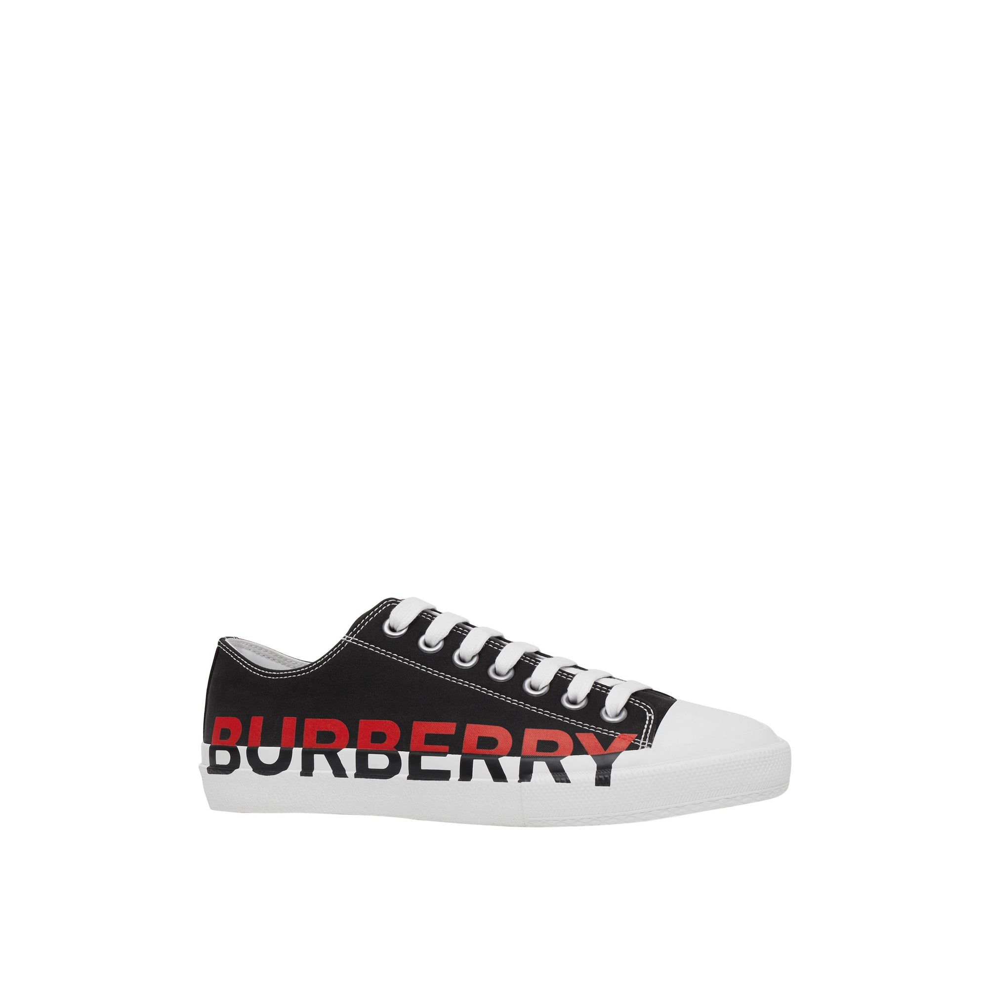Sneakers en gabardine de coton tricolore avec logo - Black