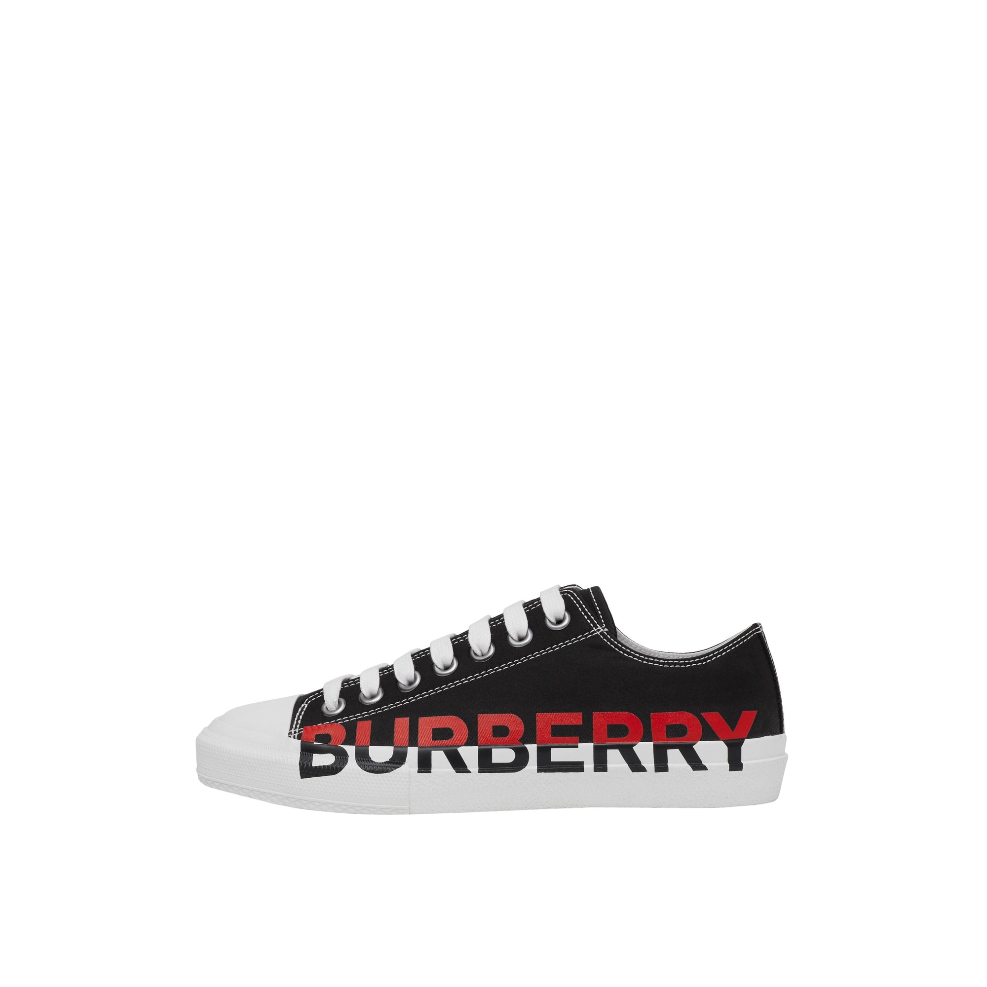 Sneakers en gabardine de coton tricolore avec logo - Black