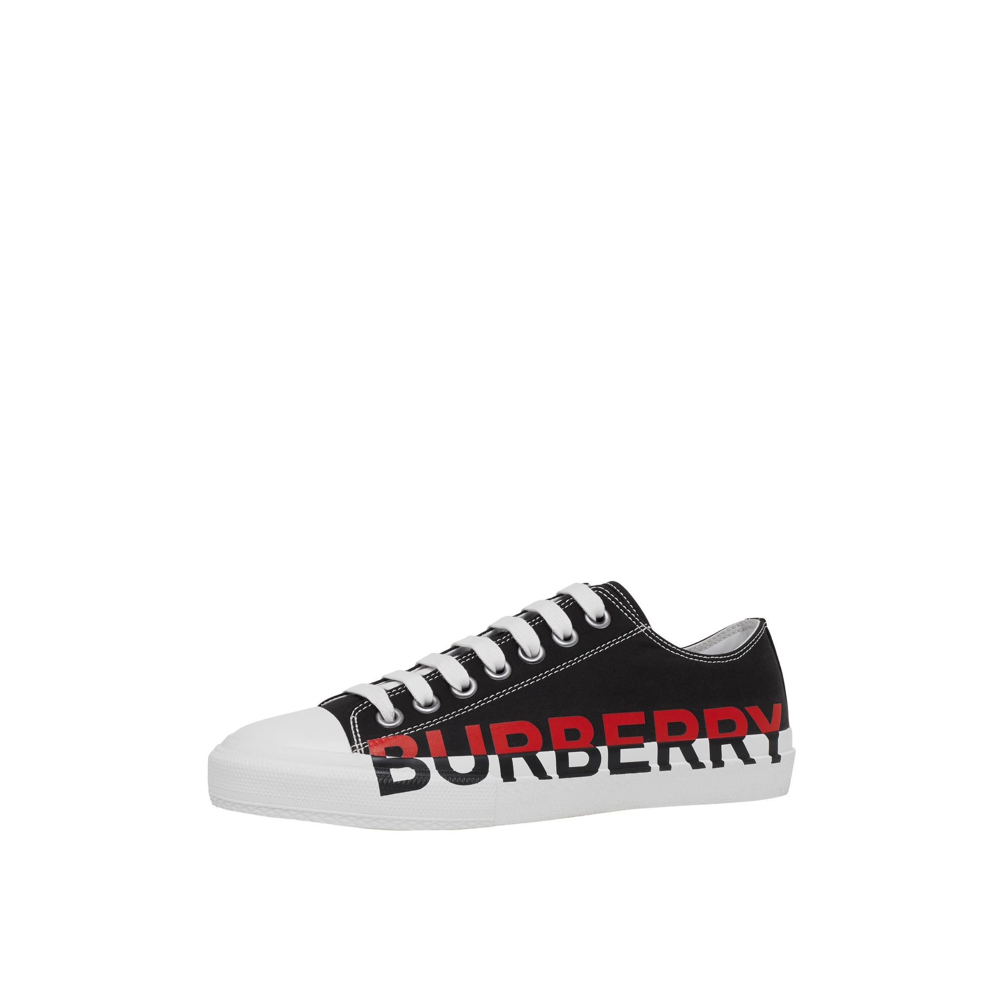 Sneakers en gabardine de coton tricolore avec logo - Black