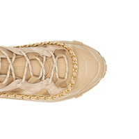 Sneakers Arthur en cuir velours et cuir avec chaîne - Honey