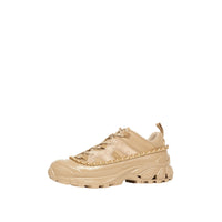 Sneakers Arthur en cuir velours et cuir avec chaîne - Honey