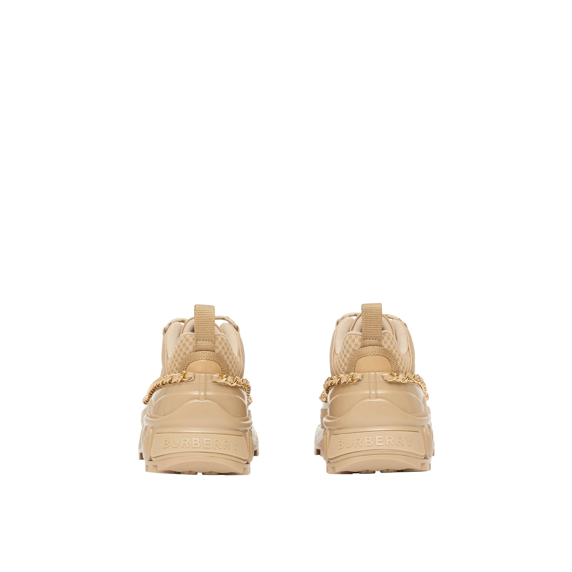 Sneakers Arthur en cuir velours et cuir avec chaîne - Honey