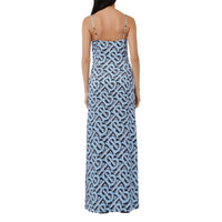Robe combinaison en satin de soie Monogram - Pale Azure