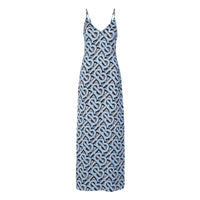 Robe combinaison en satin de soie Monogram - Pale Azure