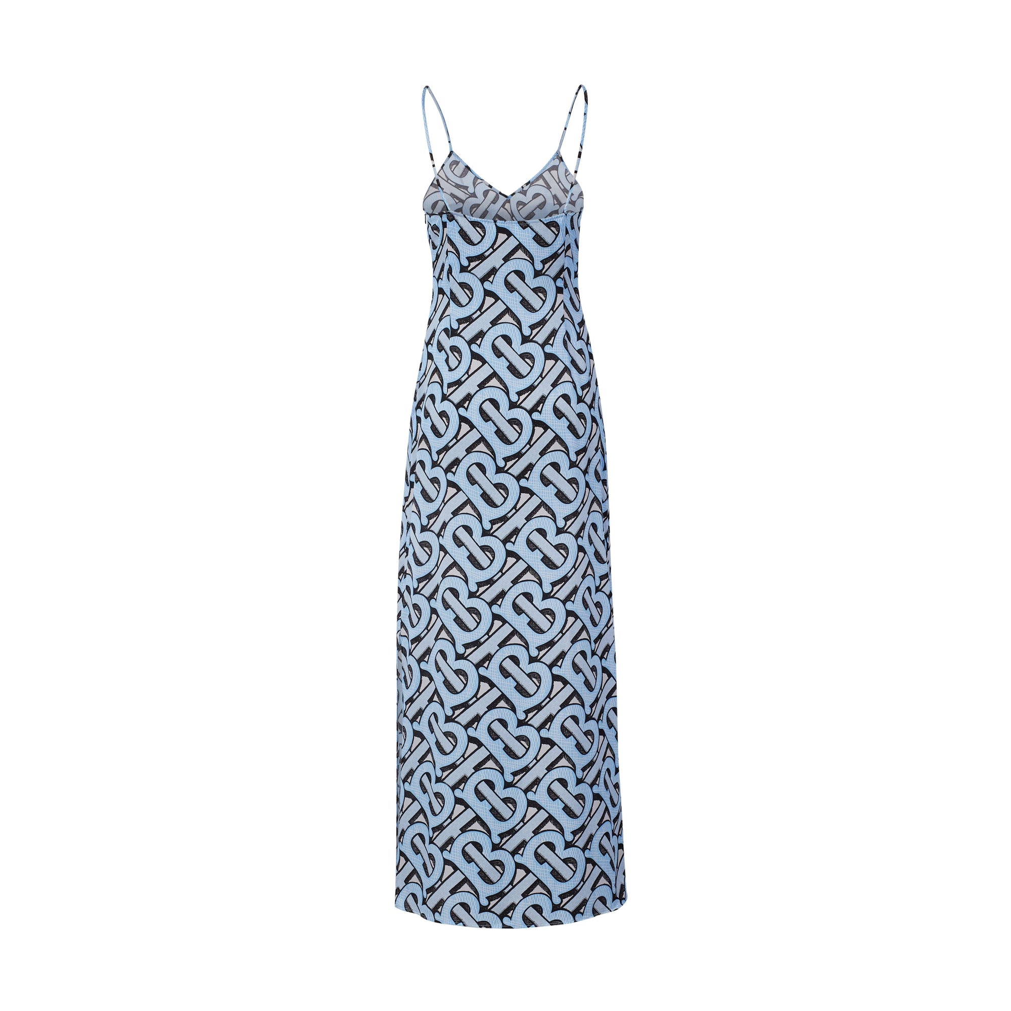 Robe combinaison en satin de soie Monogram - Pale Azure
