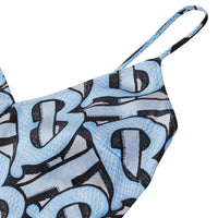 Robe combinaison en satin de soie Monogram - Pale Azure