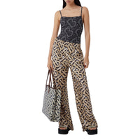 Pantalon ample en sergé de soie Monogram - Dark Beige