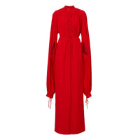Robe ultralongue à manches repliables en soie - Bright Red