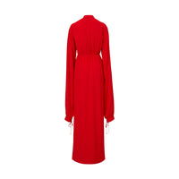 Robe ultralongue à manches repliables en soie - Bright Red