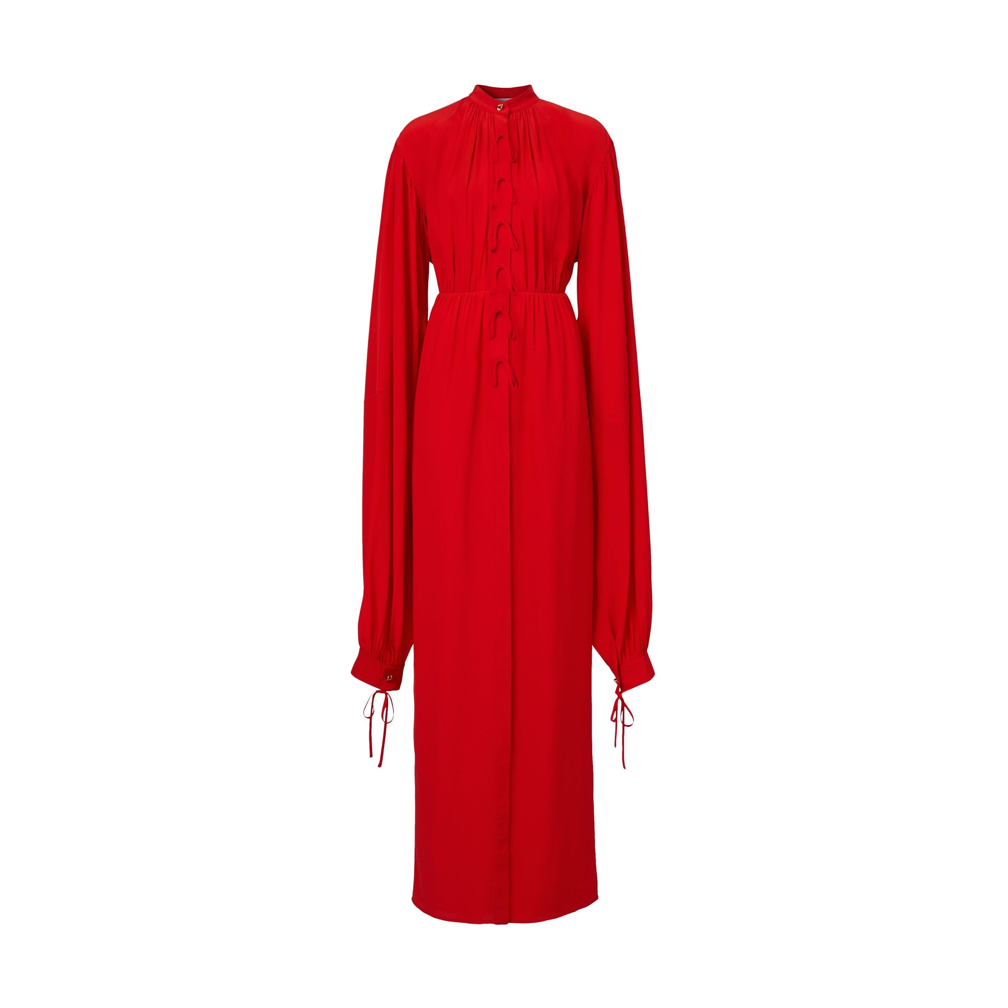 Robe ultralongue à manches repliables en soie - Bright Red