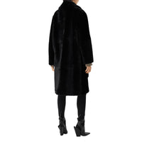 Manteau ajusté en shearling avec cuir d'agneau - Black