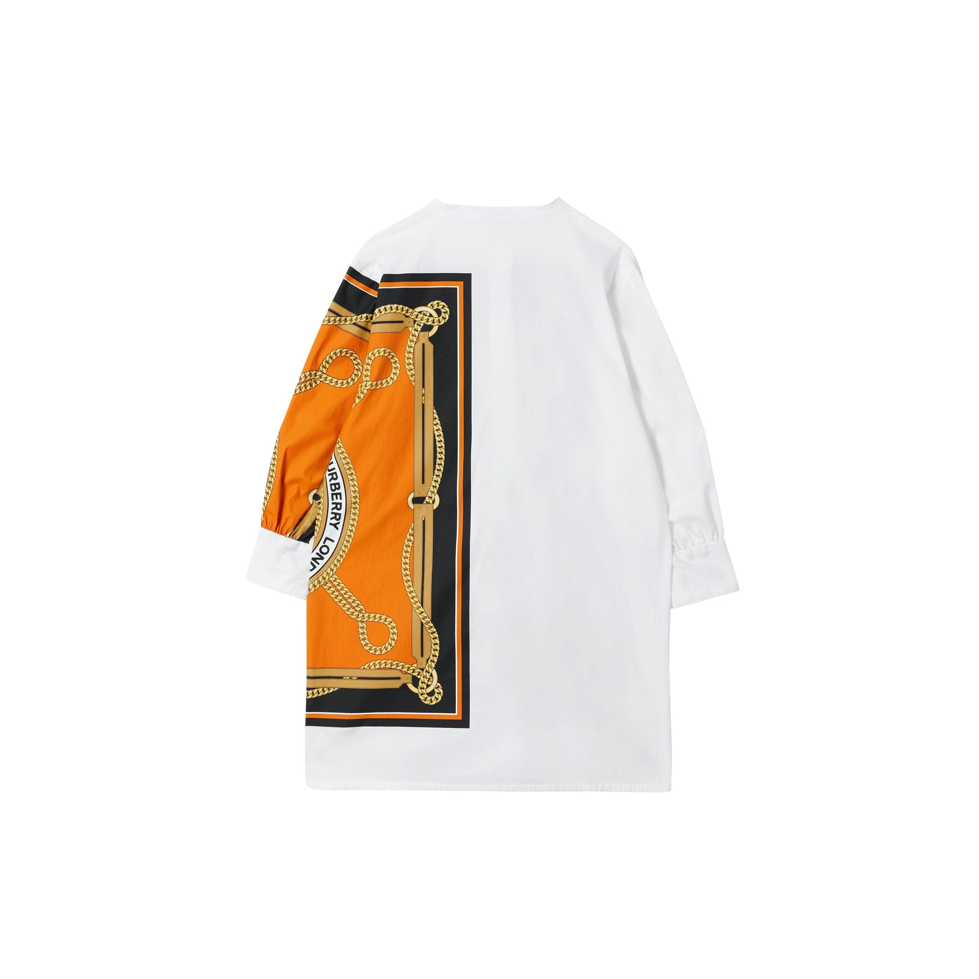Robe chemise en popeline de coton stretch à imprimé foulard - White
