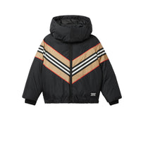 Doudoune avec rayures iconiques et logo appliqué - Black