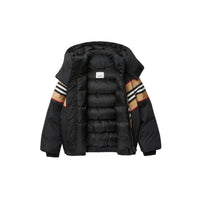 Doudoune avec rayures iconiques et logo appliqué - Black