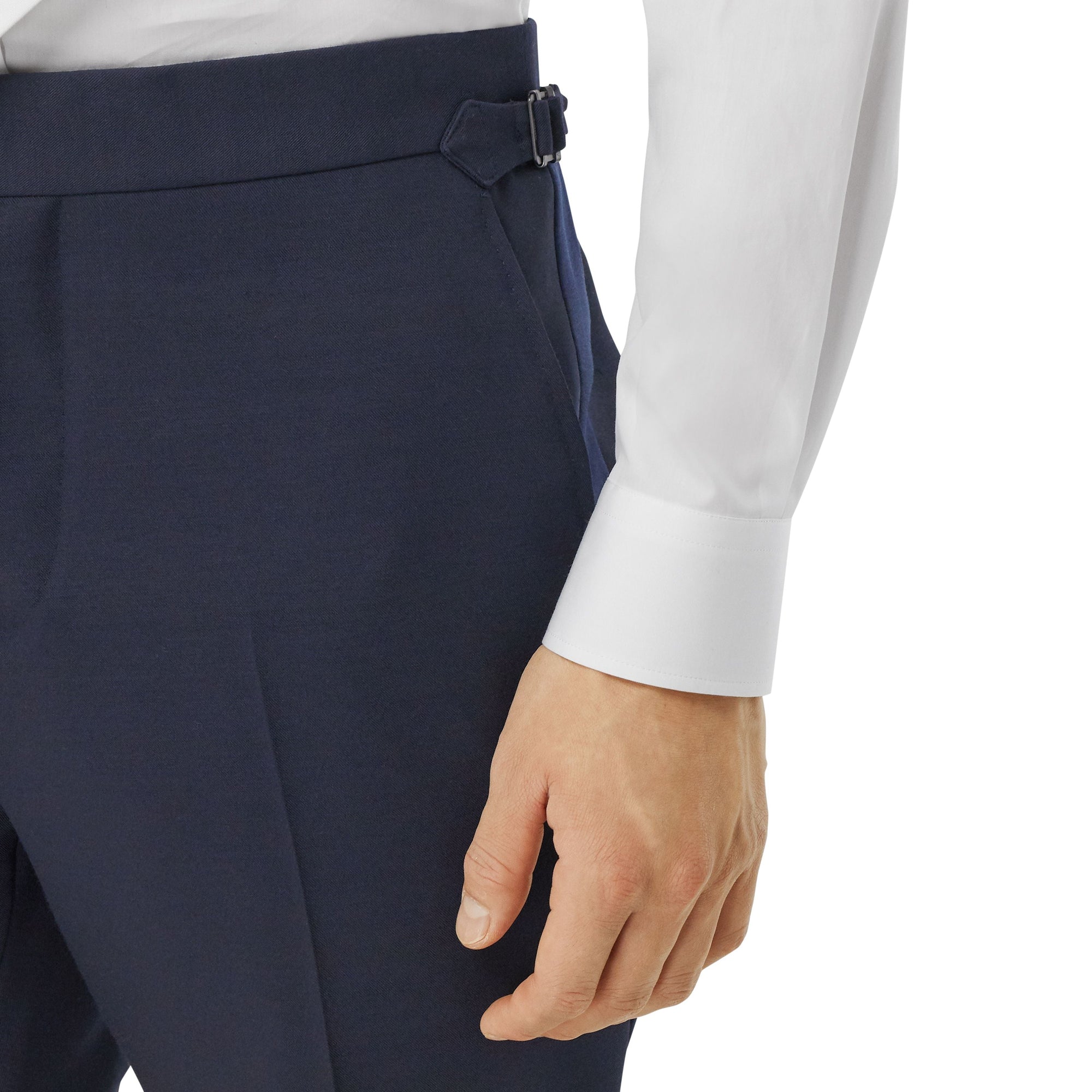 Pantalon de costume classique en laine et soie mélangées - Navy