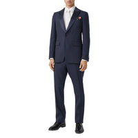 Pantalon de costume classique en laine et soie mélangées - Navy