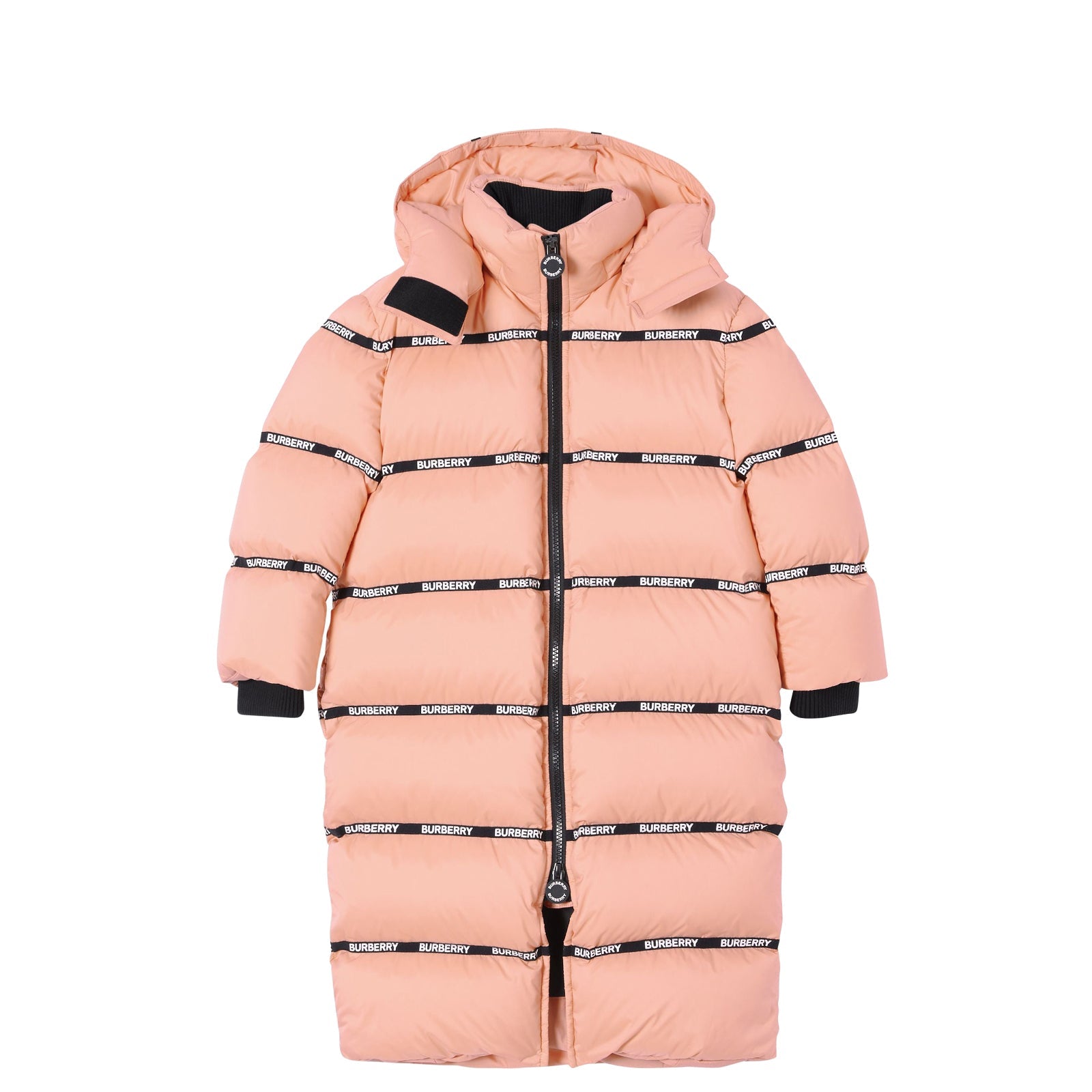 Doudoune avec bandes à logo et capuche amovible - Peach