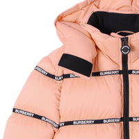 Doudoune avec bandes à logo et capuche amovible - Peach