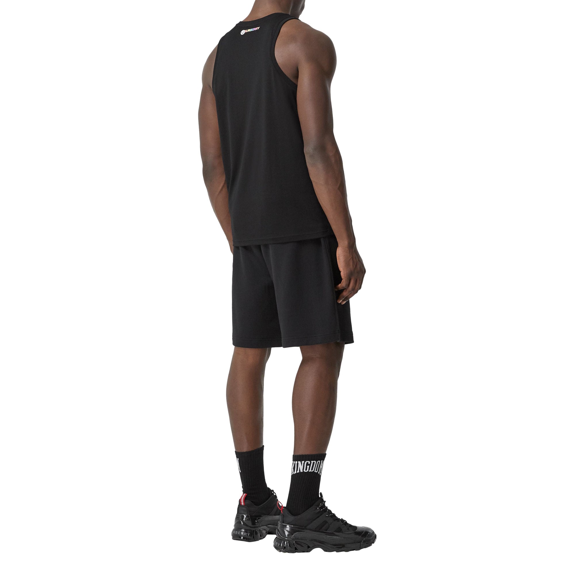 Débardeur en coton avec appliqué arc-en-ciel unisexe - Black