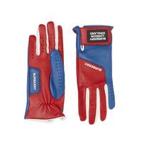 Gants en cuir d'agneau doublés en cachemire avec logo appliqué - Bordeaux & Blue