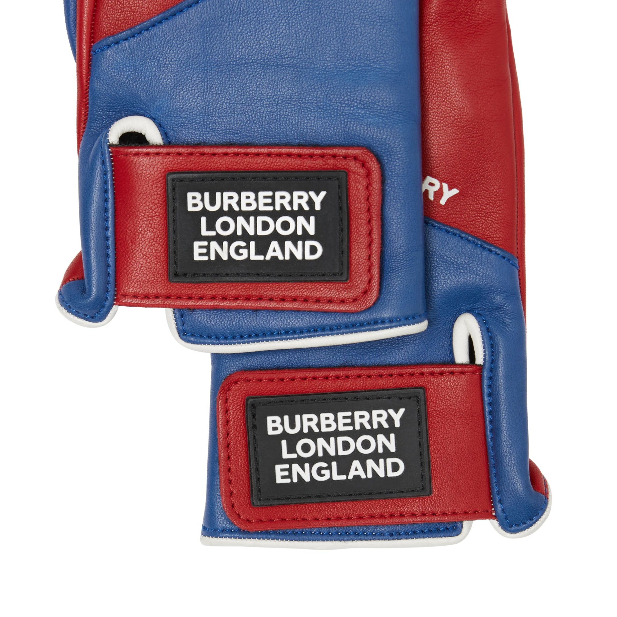 Gants en cuir d'agneau doublés en cachemire avec logo appliqué - Bordeaux & Blue