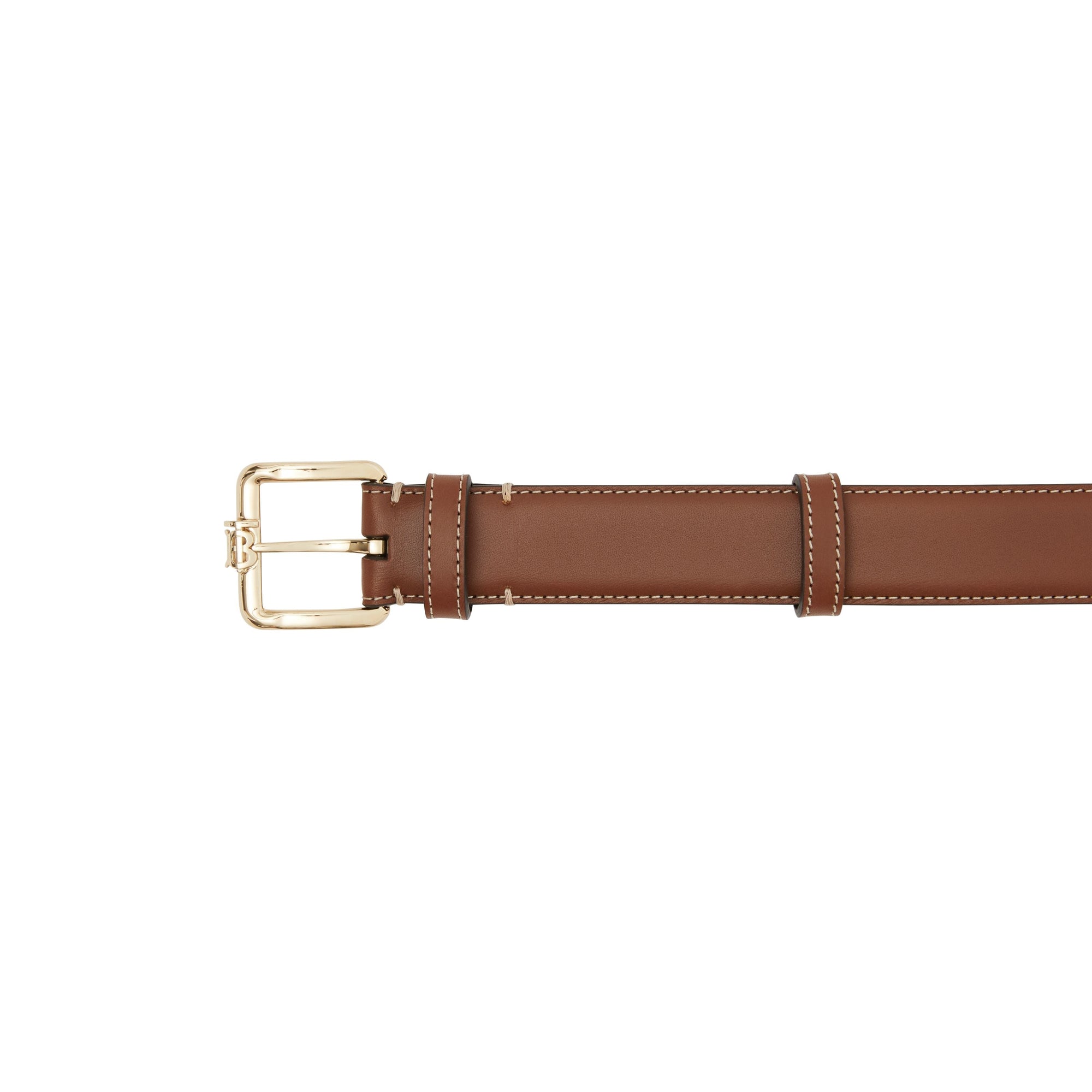 Ceinture en cuir surpiqué Monogram - Tan & Light Gold