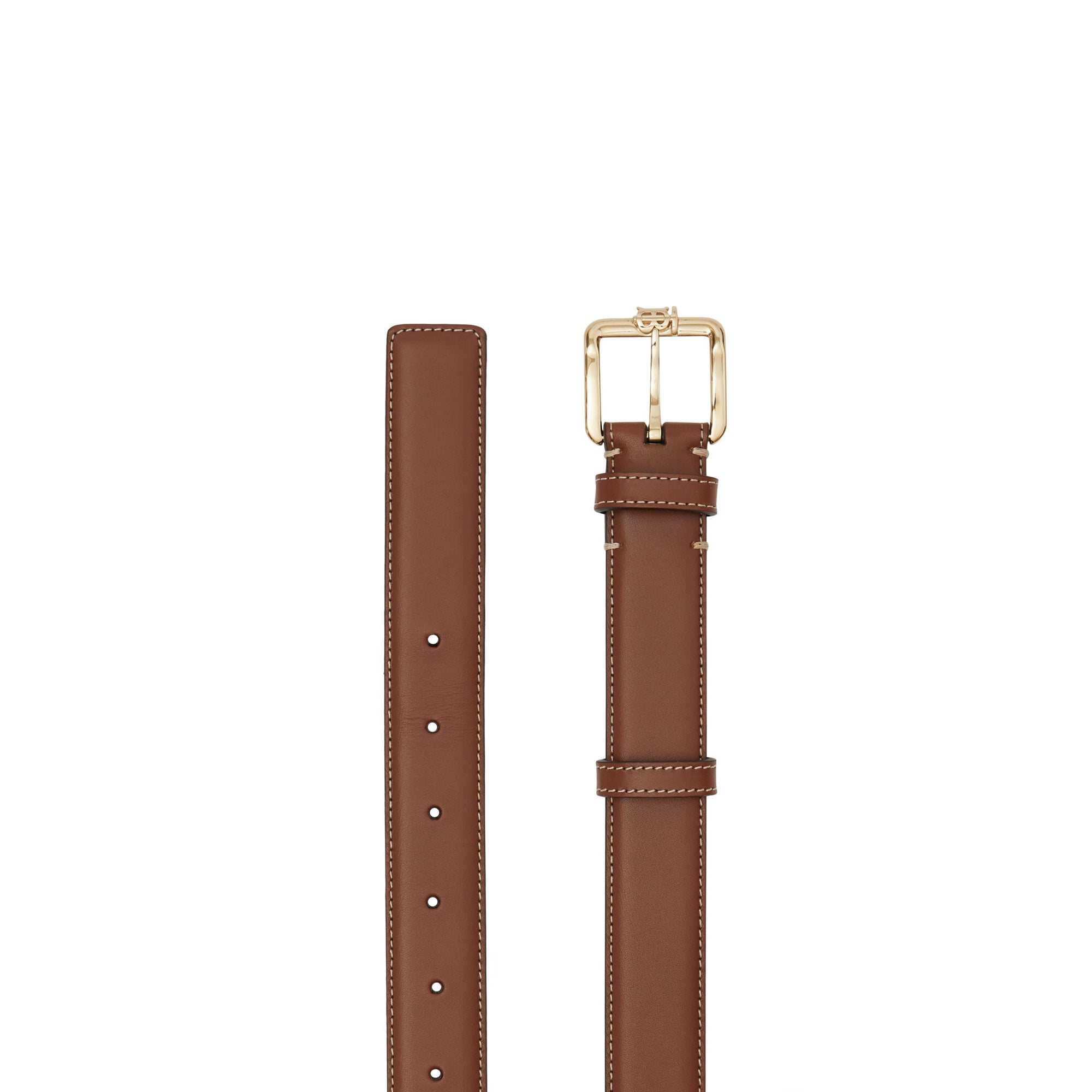 Ceinture en cuir surpiqué Monogram - Tan & Light Gold
