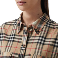 Chemise oversize en flanelle de coton check - Archive Beige